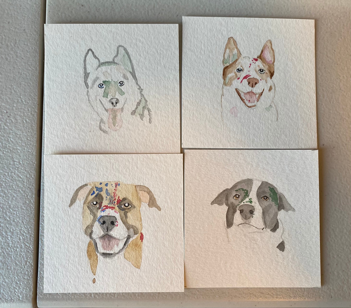 Custom Watercolor Pet Portrait Square Mini 3.5x3.5" | Unique Painting Art of your Dog Cat Rabbit Horse Reptile Hedgehog and more
