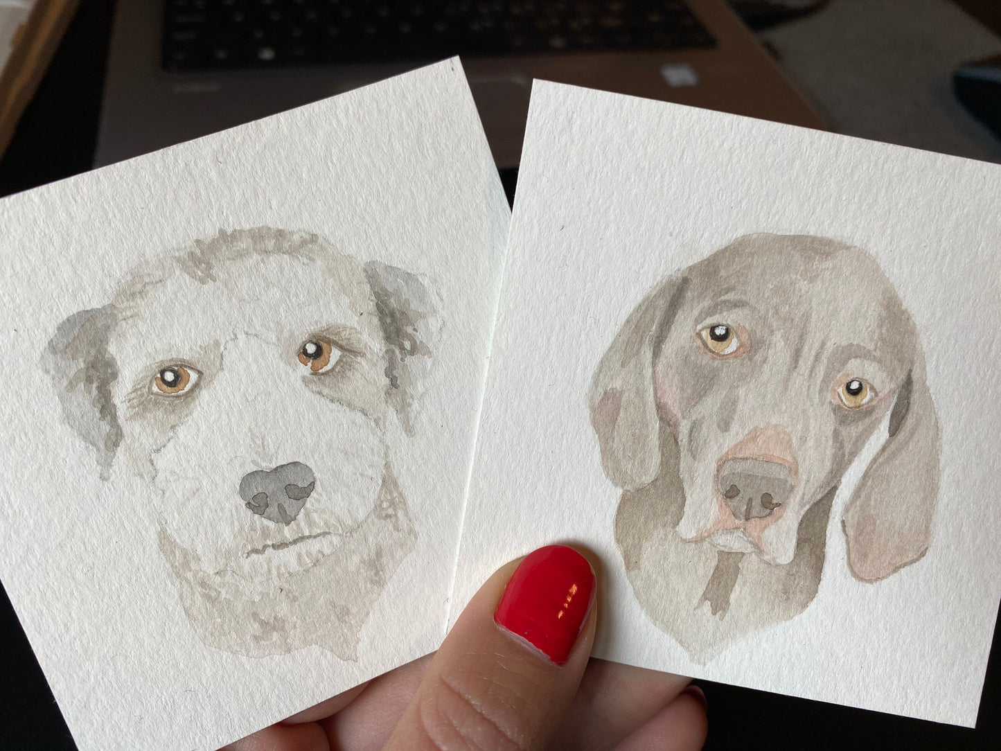 Custom Watercolor Pet Portrait Square Mini 3.5x3.5" | Unique Painting Art of your Dog Cat Rabbit Horse Reptile Hedgehog and more