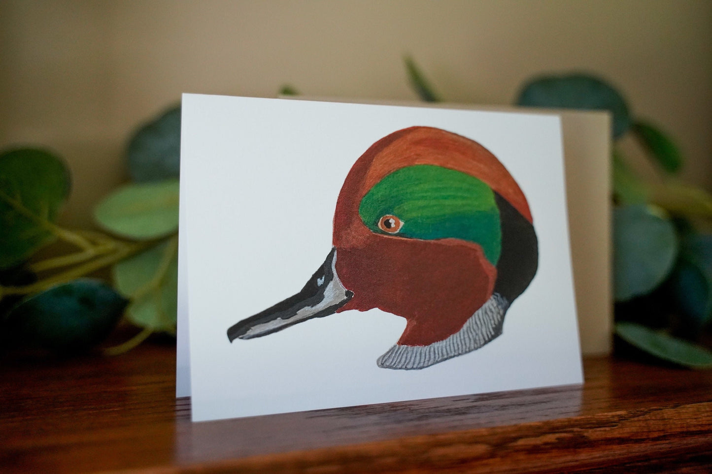 Green Winged Teal Duck Head - Game Bird Greeting Card