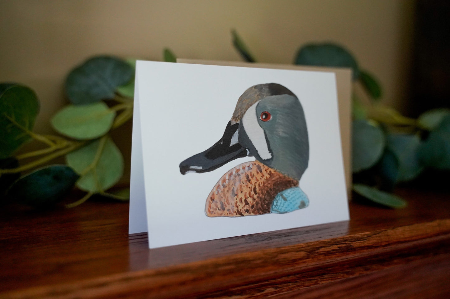 Blue Winged Teal Duck Head - Game Bird Greeting Card