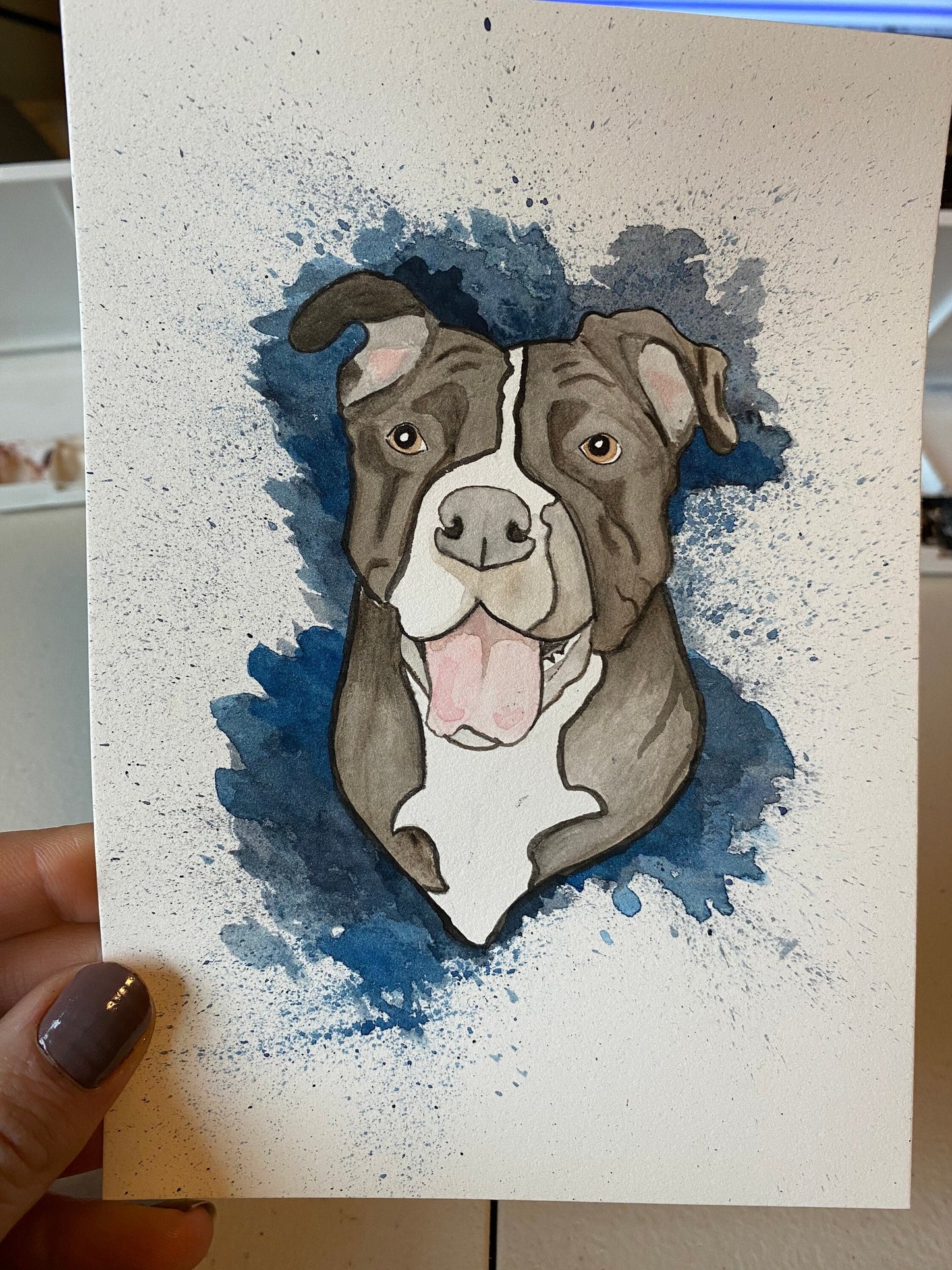 Color Splash Custom Watercolor Pet Portrait 5x7"