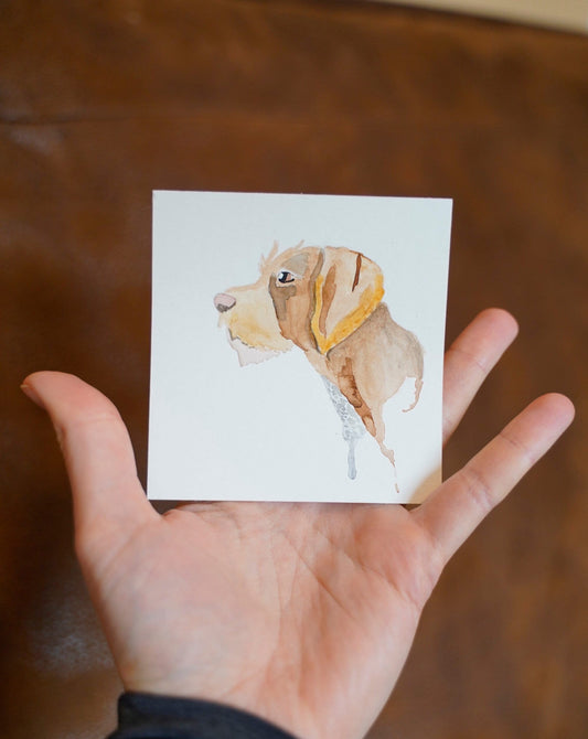 Custom Watercolor Pet Portrait Square Mini 3.5x3.5" | Unique Painting Art of your Dog Cat Rabbit Horse Reptile Hedgehog and more