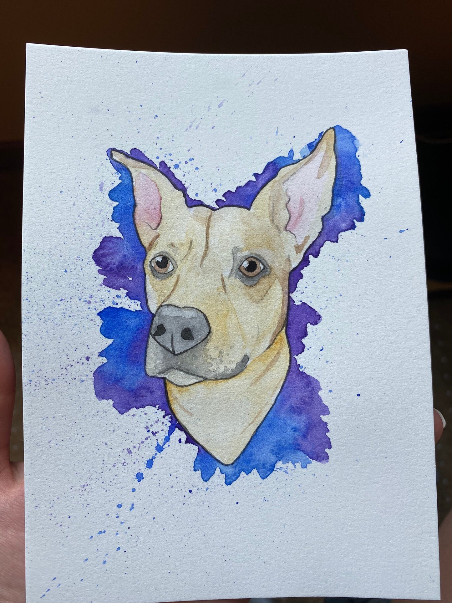 Color Splash Custom Watercolor Pet Portrait 5x7"