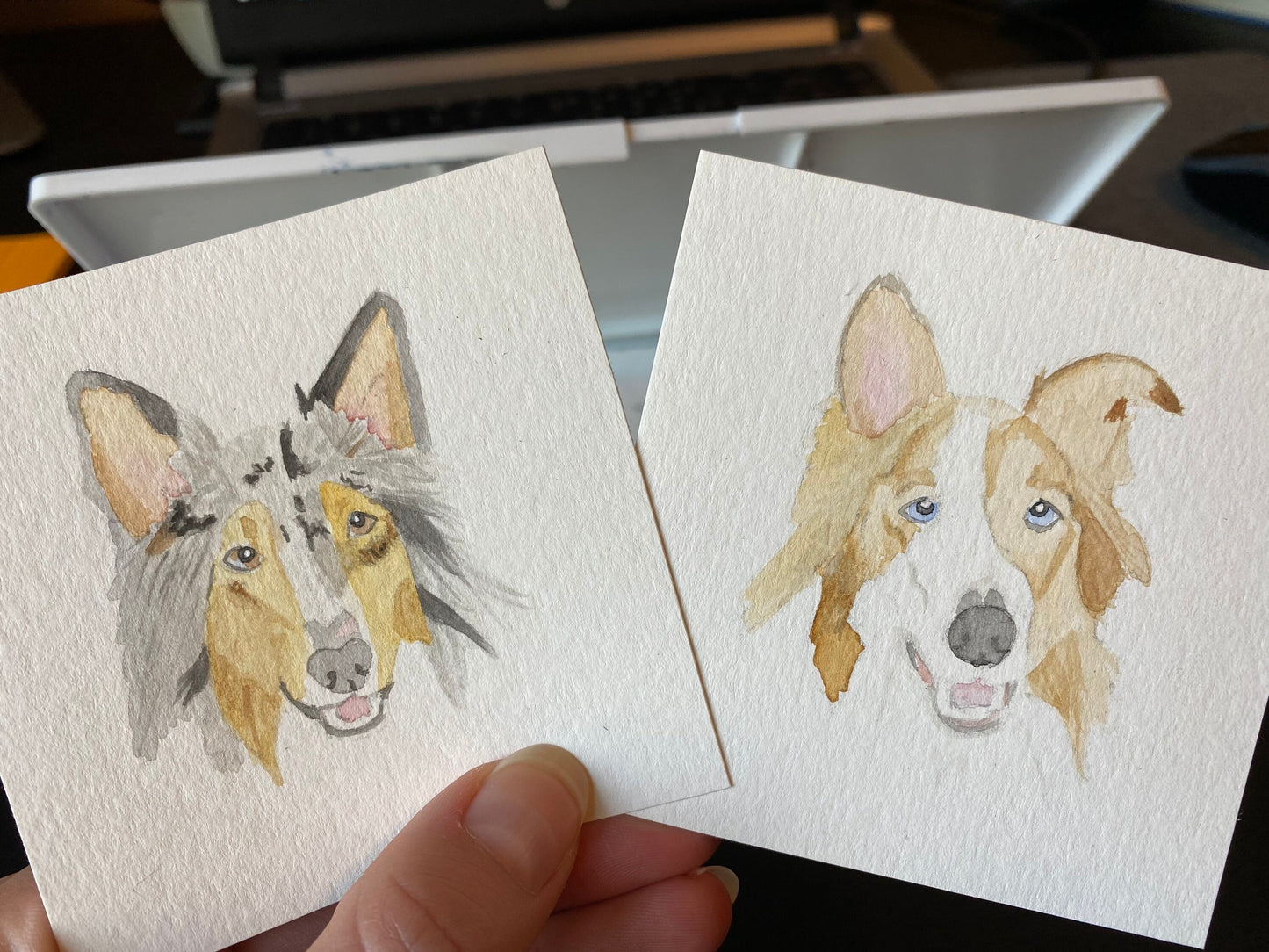 Custom Watercolor Pet Portrait Square Mini 3.5x3.5" | Unique Painting Art of your Dog Cat Rabbit Horse Reptile Hedgehog and more