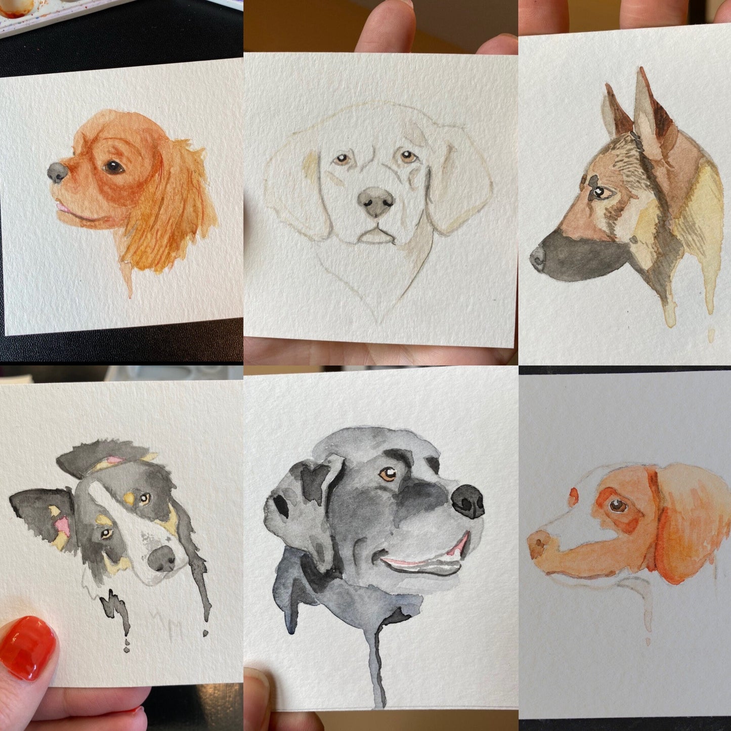 Custom Watercolor Pet Portrait Square Mini 3.5x3.5" | Unique Painting Art of your Dog Cat Rabbit Horse Reptile Hedgehog and more