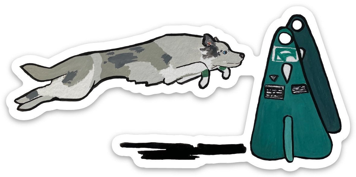 Border Collie Dog Sport Flyball Die Cut Vinyl Sticker Decal: Durable Matte-Finish (4" x 1.92")