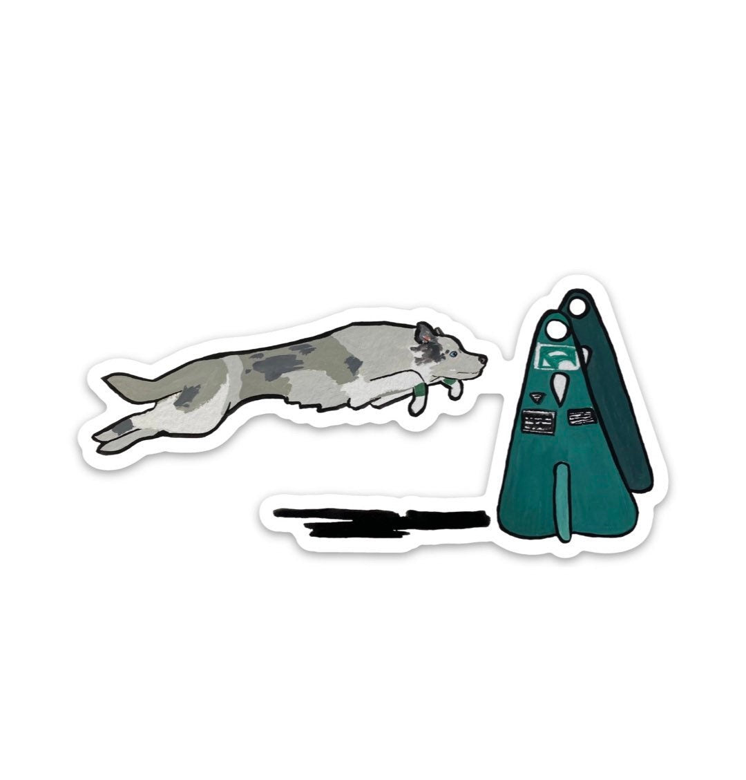 Border Collie Dog Sport Flyball Die Cut Vinyl Sticker Decal: Durable Matte-Finish (4" x 1.92")