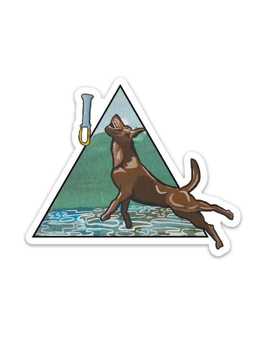 Chocolate Labrador Retriever Dock Diving Dog 4" Die Cut Vinyl Sticker Decal: Durable Matte-Finish