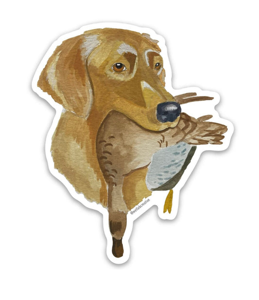 Golden Retriever Dog with Blue Winged Teal 3" Die Cut Vinyl Sticker Decal: Durable Matte-Finis