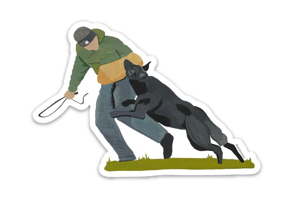 German Shepherd Dog Bite Sport V2 4" Die Cut Vinyl Sticker Decal: Durable Matte-Finish