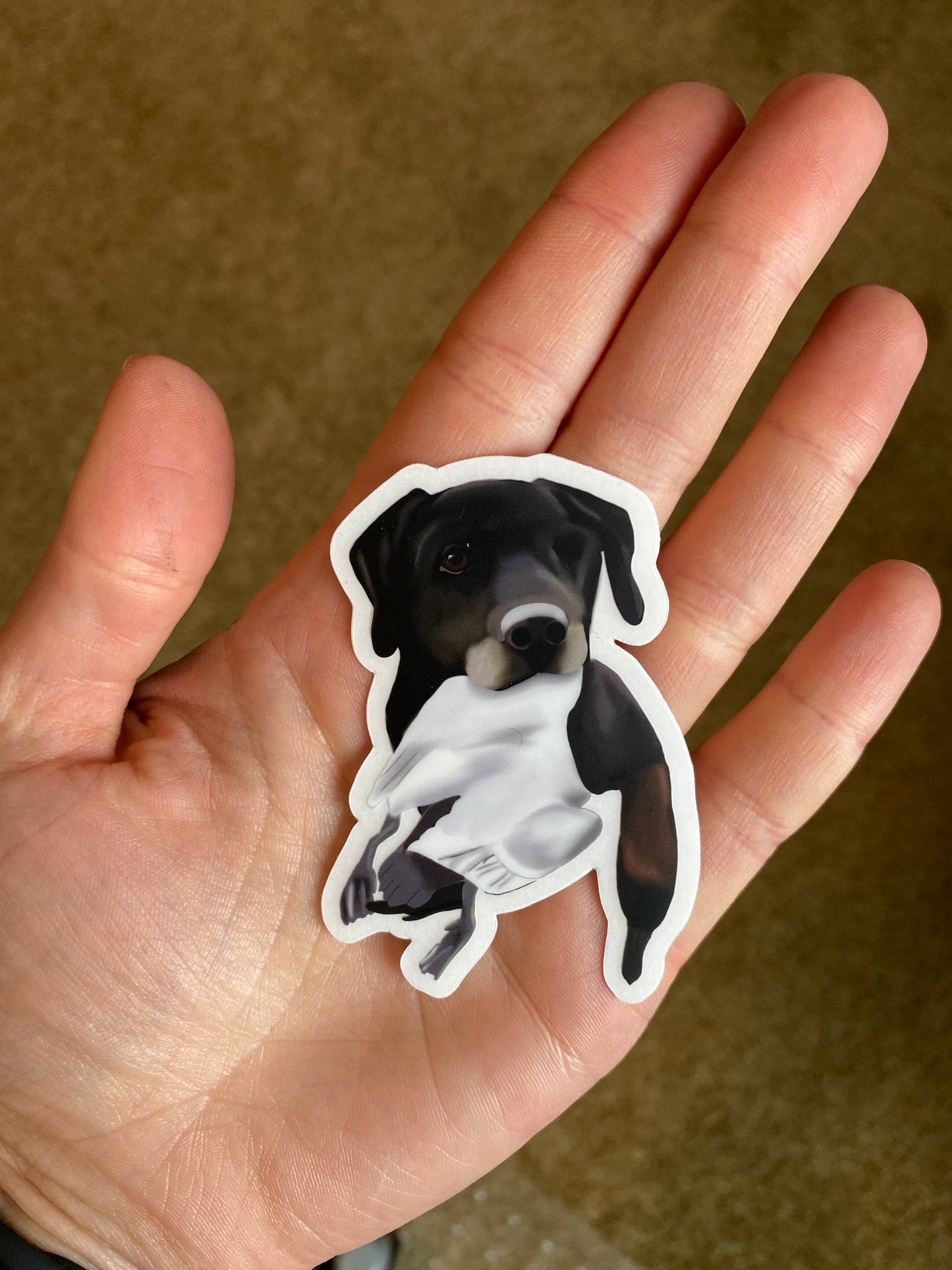 One-Eyed Black Labrador Retriever Duck Hunting Retrieving 3" Die Cut Vinyl Sticker Decal: Durable Matte-Finish