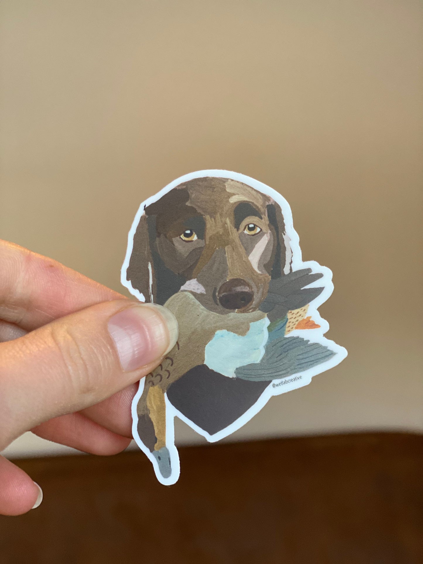 Chocolate Labrador Retrieving Blue Winged Teal Duck 3" Die Cut Vinyl Sticker Decal: Durable Matte-Finish