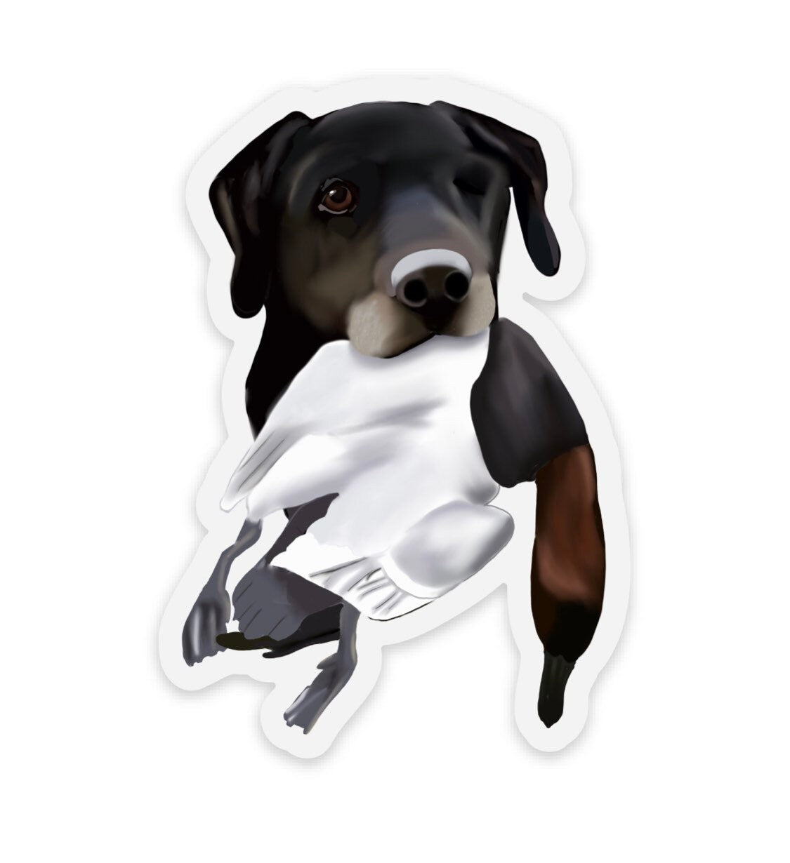 One-Eyed Black Labrador Retriever Duck Hunting Retrieving 3" Die Cut Vinyl Sticker Decal: Durable Matte-Finish