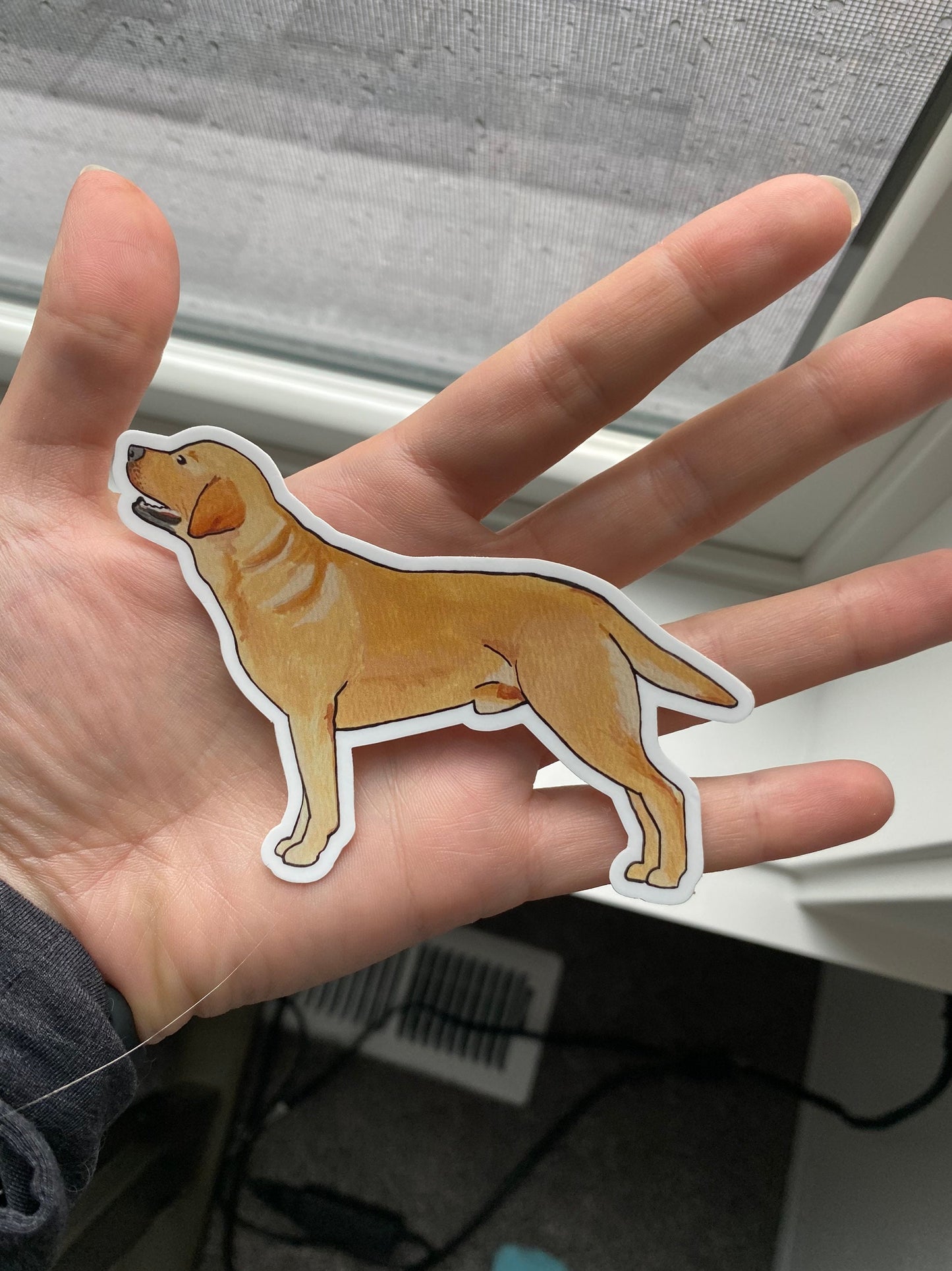 Yellow Labrador Retriever Standing Stacked 4" Die Cut Vinyl Sticker Decal: Durable Matte-Finish