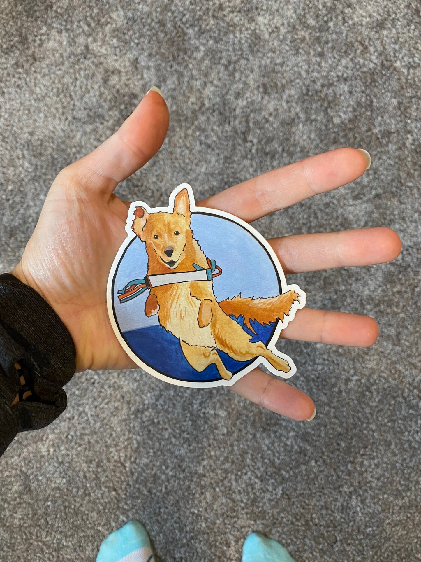 Golden Retriever Dock Diving Retrieving Circle 4" Die Cut Vinyl Sticker Decal: Durable Matte-Finish