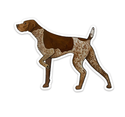 Liver Roan German Shorthaired Pointer Dog Pointing 5" Die Cut Vinyl Sticker Decal: Durable Matte-Finish Active