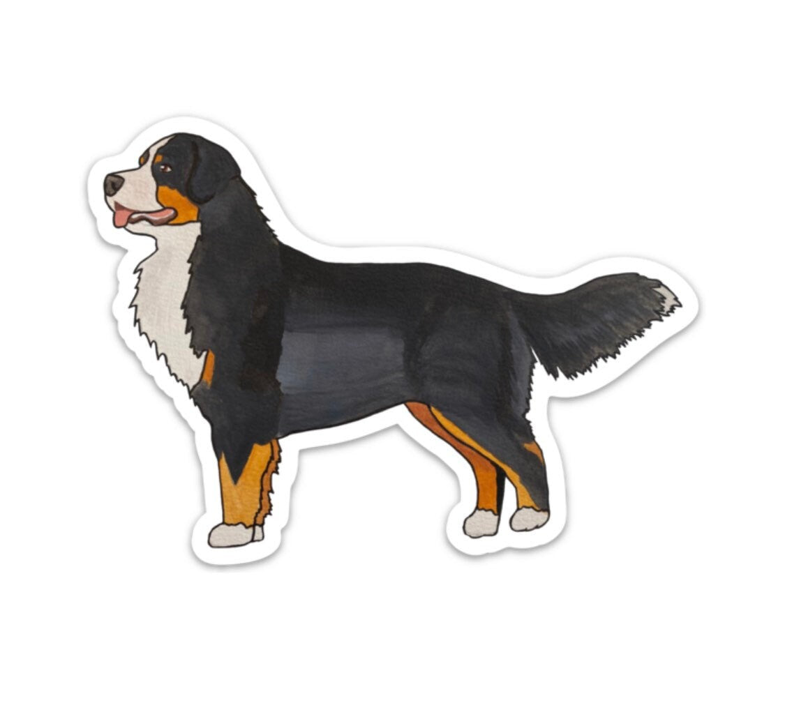 Bernese Mountain Dog Berner Standing Stacked 5" Die Cut Vinyl Sticker Decal: Durable Matte-Finish
