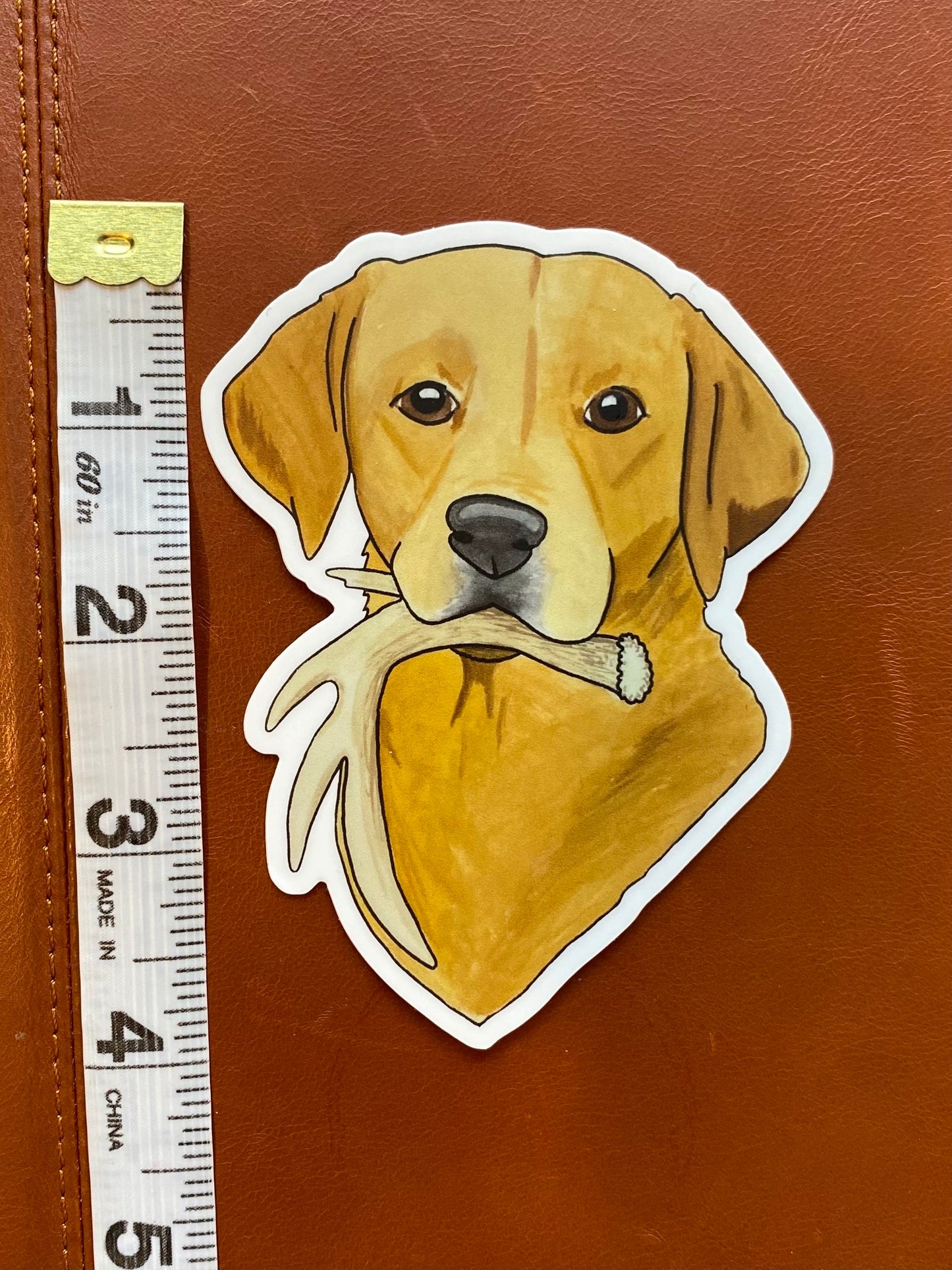 Red Yellow Labrador Retriever Antler Shed Hunting 3" Die Cut Vinyl Sticker Decal: Durable Matte-Finish