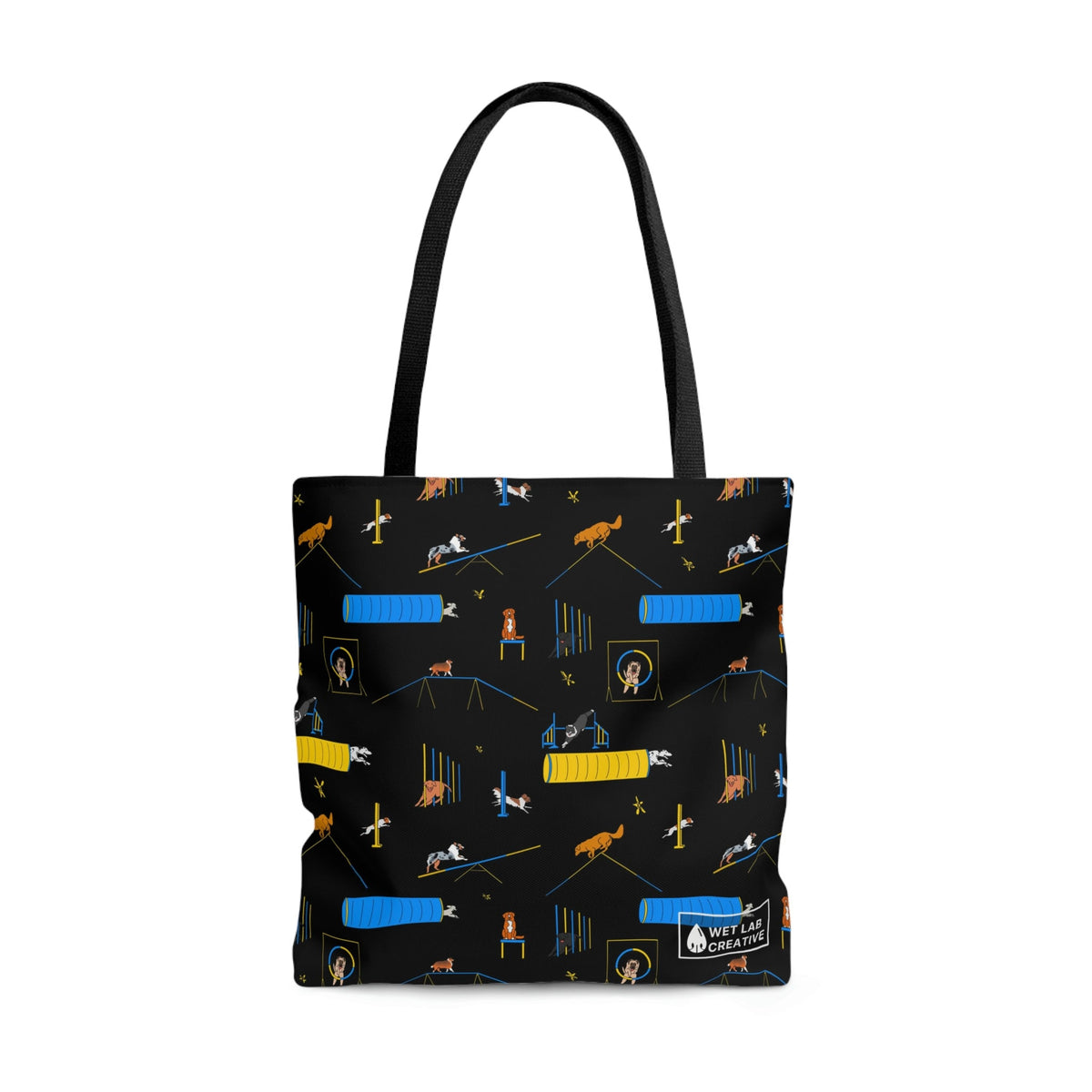 Agility Dog Pattern Tote Bag in Teal Pink Black White Charcoal