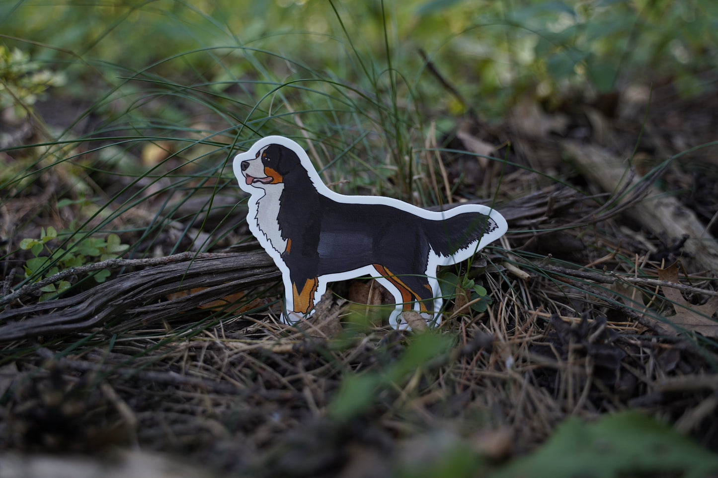 Bernese Mountain Dog Berner Standing Stacked 5" Die Cut Vinyl Sticker Decal: Durable Matte-Finish