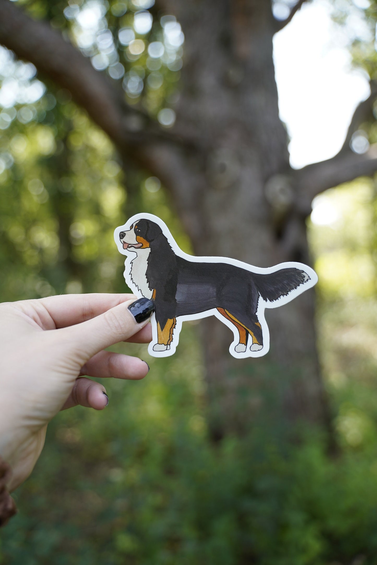Bernese Mountain Dog Berner Standing Stacked 5" Die Cut Vinyl Sticker Decal: Durable Matte-Finish