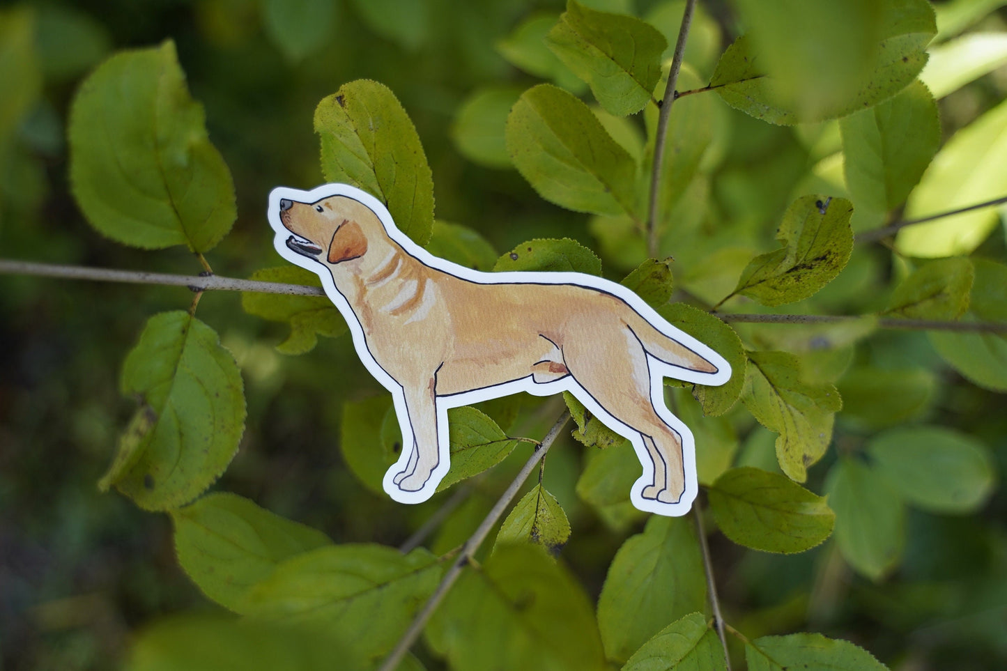 Yellow Labrador Retriever Standing Stacked 4" Die Cut Vinyl Sticker Decal: Durable Matte-Finish