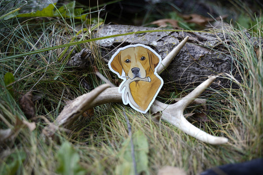 Red Yellow Labrador Retriever Antler Shed Hunting 3" Die Cut Vinyl Sticker Decal: Durable Matte-Finish