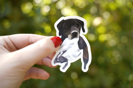 One-Eyed Black Labrador Retriever Duck Hunting Retrieving 3" Die Cut Vinyl Sticker Decal: Durable Matte-Finish