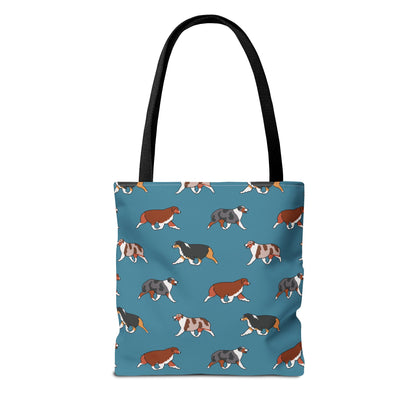 Australian Shepherd Aussie Tote Bag in Dusky Blue N