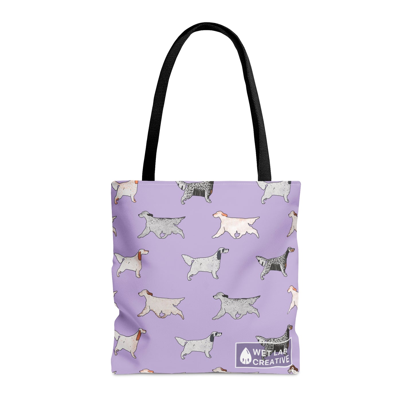 English Setter Dog Breed Tote in Black, Navy, Teal, Lavender