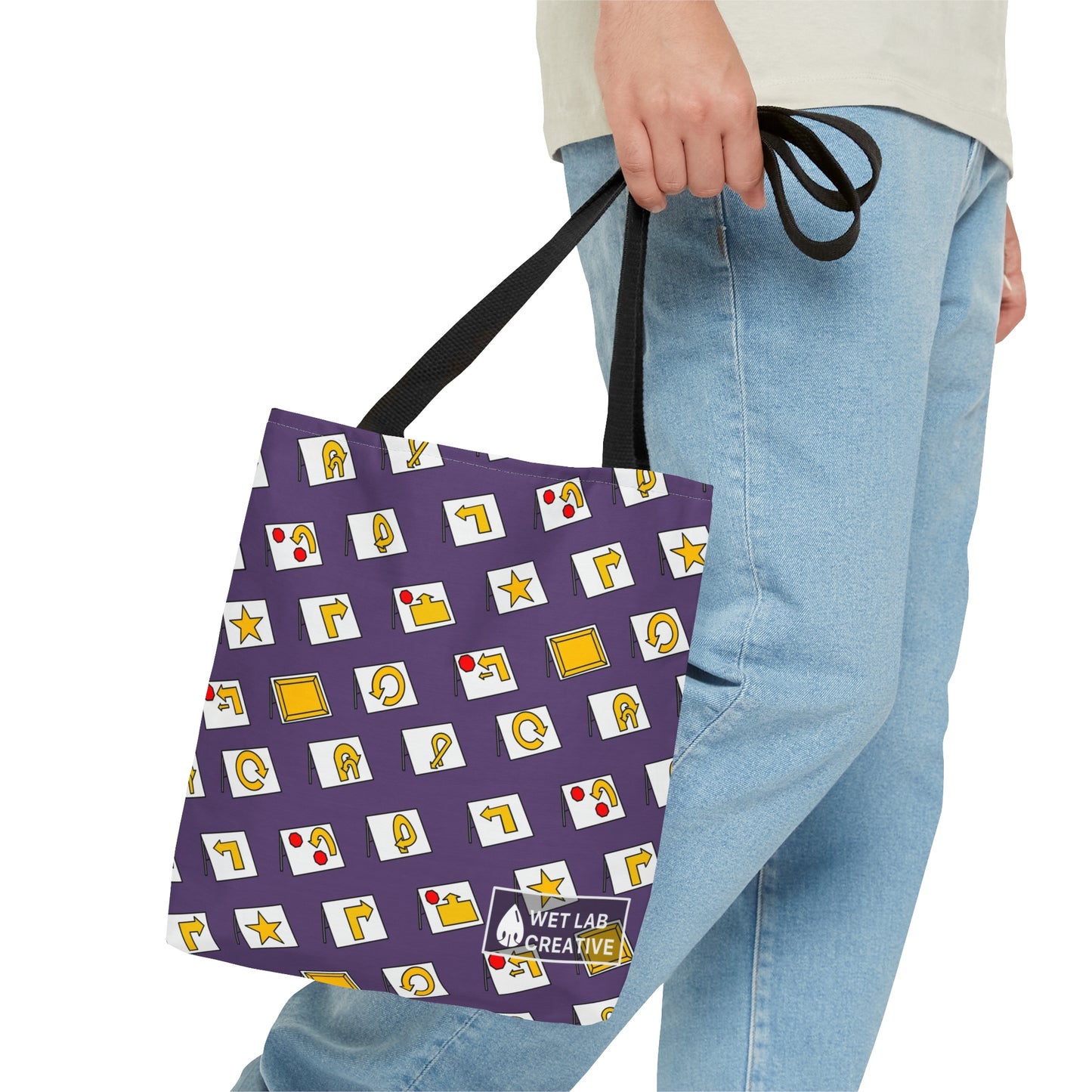 Rally Obedience Dog Pattern Tote Bag in Charcoal, Teal, Purple, Blue