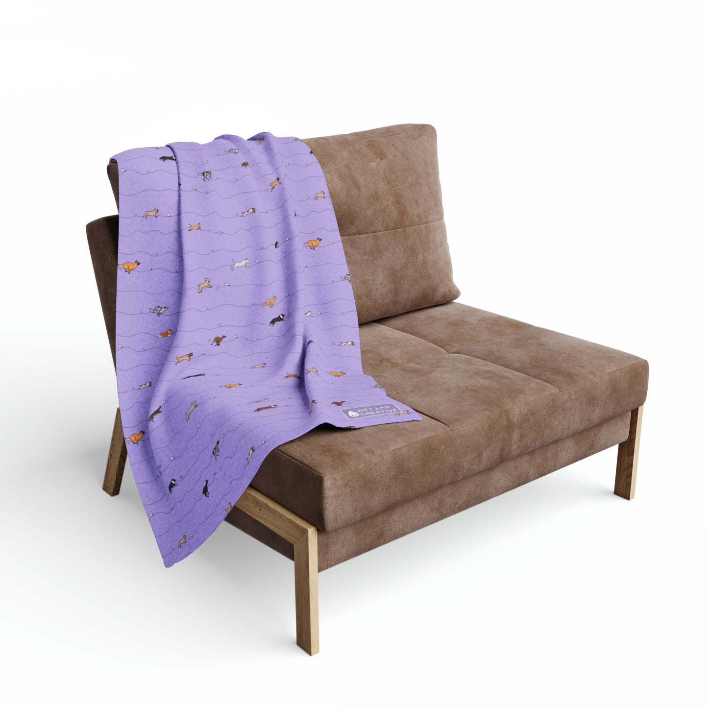 FastCat Lure Coursing Arctic Fleece Blanket in Lavender Teal Navy and Gray