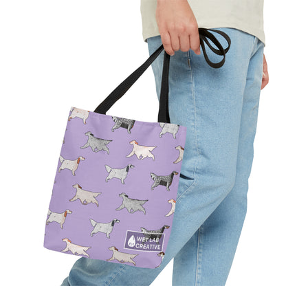 English Setter Dog Breed Tote in Black, Navy, Teal, Lavender