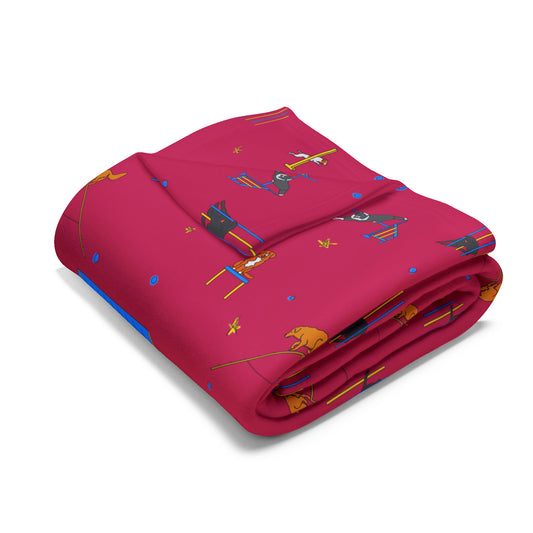 Agility Arctic Fleece Blanket in Pink Black White Gray and Teal