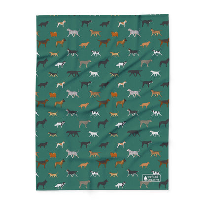 Rescue Arctic Fleece Blanket in Teal Gray Purple and Dusky Blue