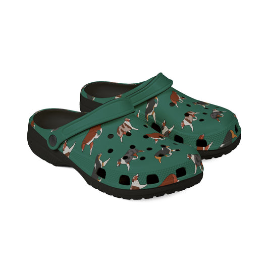 Australian Shepherd Breed | EVA Foam Clogs Crocs Shoes in Gray, Teal, Lavender, White and Dusky Blue