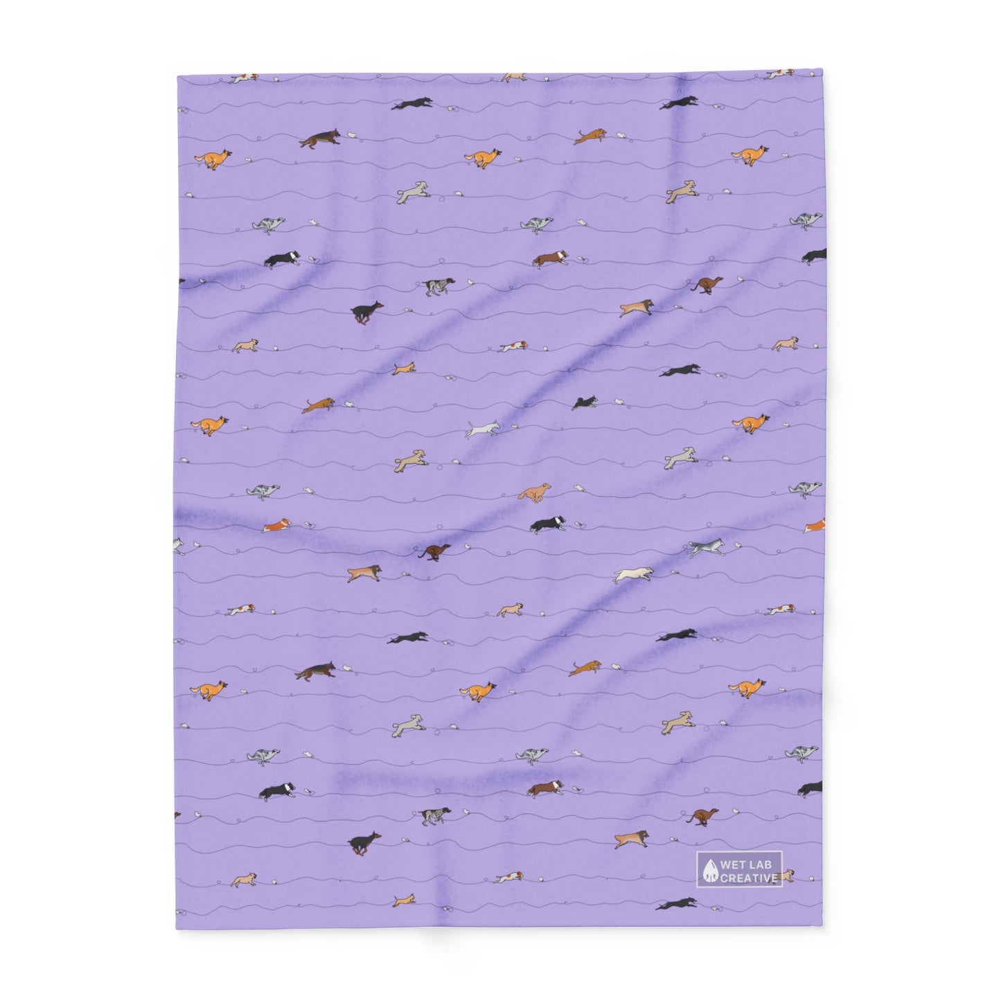 FastCat Lure Coursing Arctic Fleece Blanket in Lavender Teal Navy and Gray