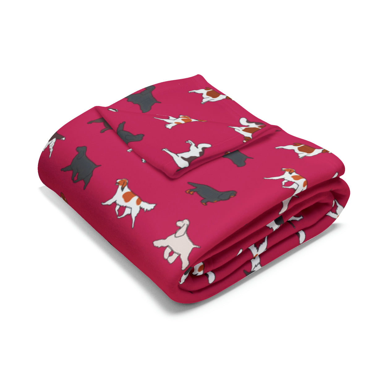 Spaniel Breed Arctic Fleece Blanket in White Grey Blue and Pink