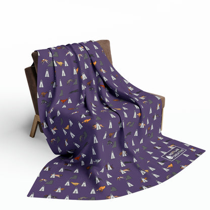 Flyball Arctic Fleece Blanket in Teal Gray Purple and Dusky Blue