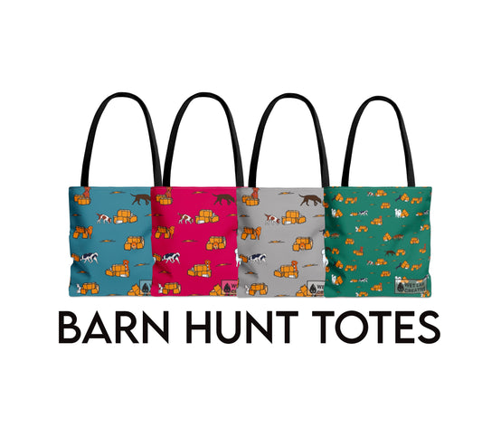 Barn Hunt Dog Pattern Tote Bag in Pink, Green, Blue, Gray