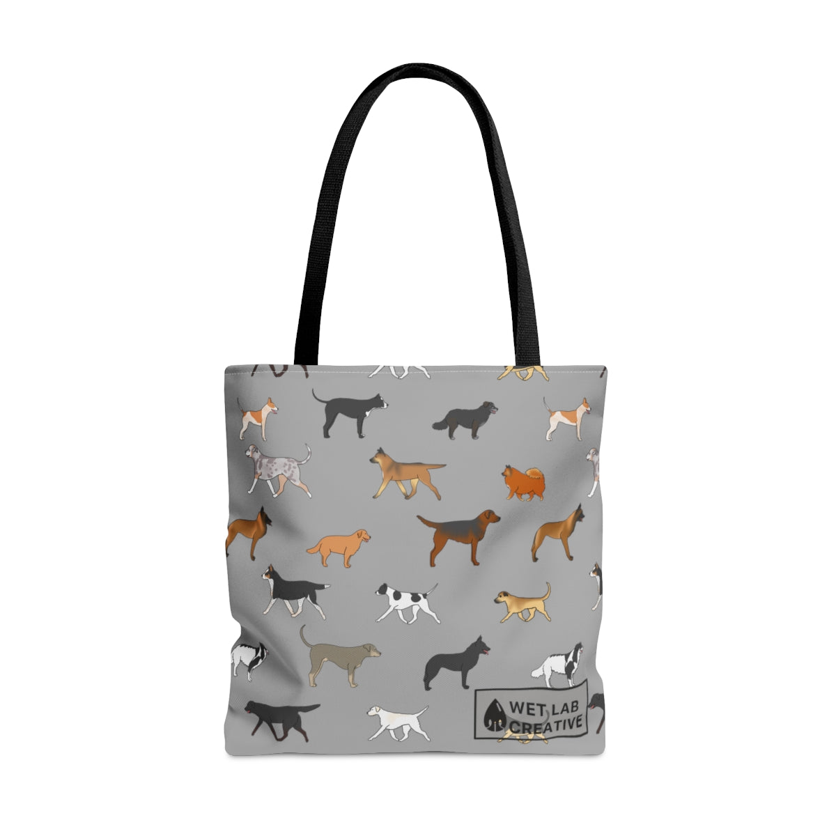 Rescue Dog Pattern Tote Bag in Teal Purple Grey and Dusky Blue