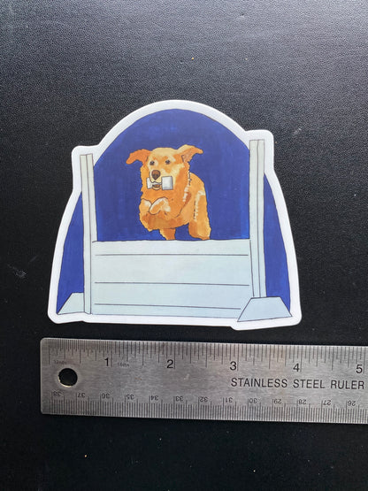 Golden Retriever Obedience Retrieving 4" Die Cut Vinyl Sticker Decal: Durable Matte-Finish