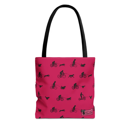 Dryland Mushing Bikejoring Scooterjoring Dog Pattern Tote Bag in Pink Dusky Blue and Grey