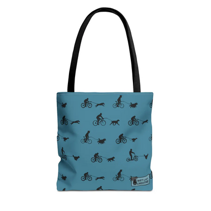 Dryland Mushing Bikejoring Scooterjoring Dog Pattern Tote Bag in Pink Dusky Blue and Grey