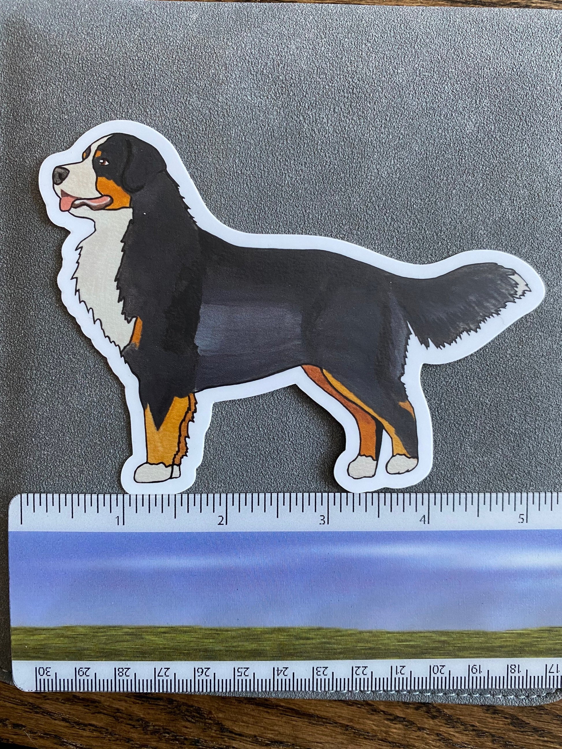 Bernese Mountain Dog Berner Standing Stacked 5" Die Cut Vinyl Sticker Decal: Durable Matte-Finish