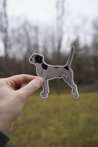 Black and White Pointer Dog Pointing 4" Sticker Decal