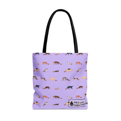 Scent work Dog Pattern Tote Bag in Lavender, Yellow, Blue, Gray, Black