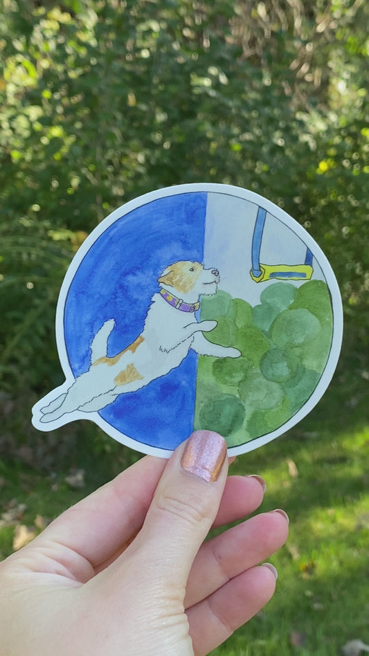 Jack Russell Terrier Dock Diving Retrieving Dog 4" Die Cut Vinyl Sticker Decal: Durable Matte-Finish