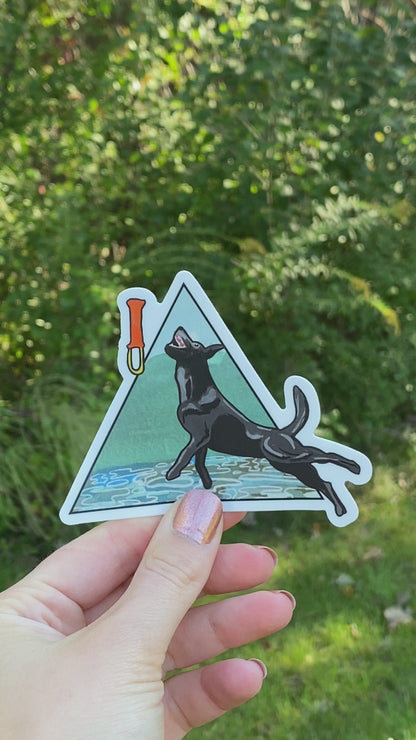 Black Labrador Retriever Dock Diving 4” Sticker Decal