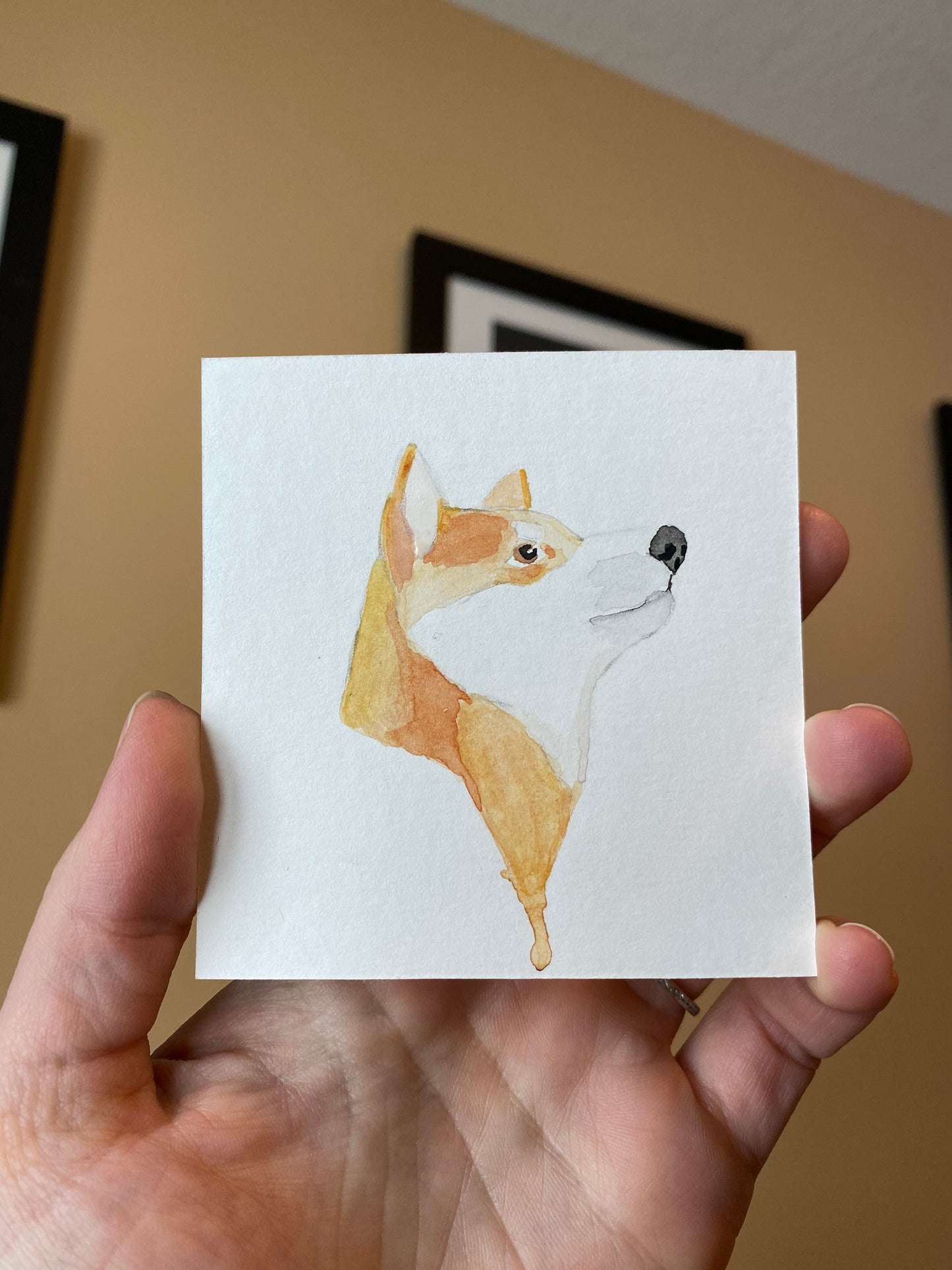 Custom Watercolor Pet Portrait Square Mini 3.5x3.5" | Unique Painting Art of your Dog Cat Rabbit Horse Reptile Hedgehog and more